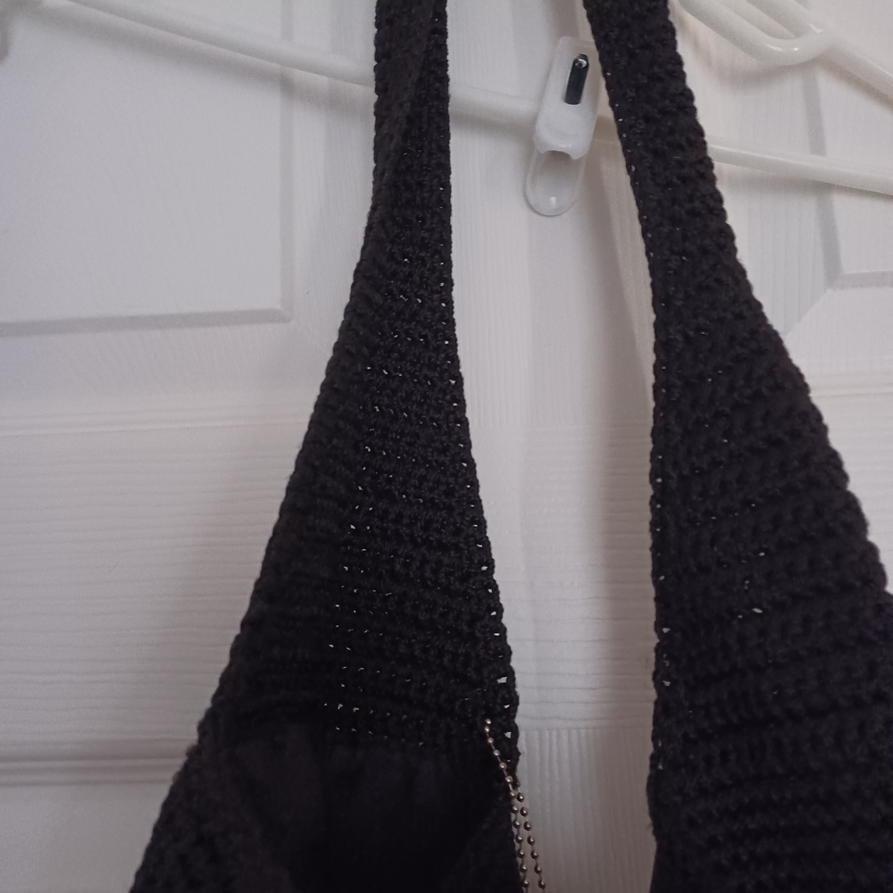 The Sak Womens Black Hobo Bag and Brown Beaded Crochet Made In Bali - Picture 3 of 10